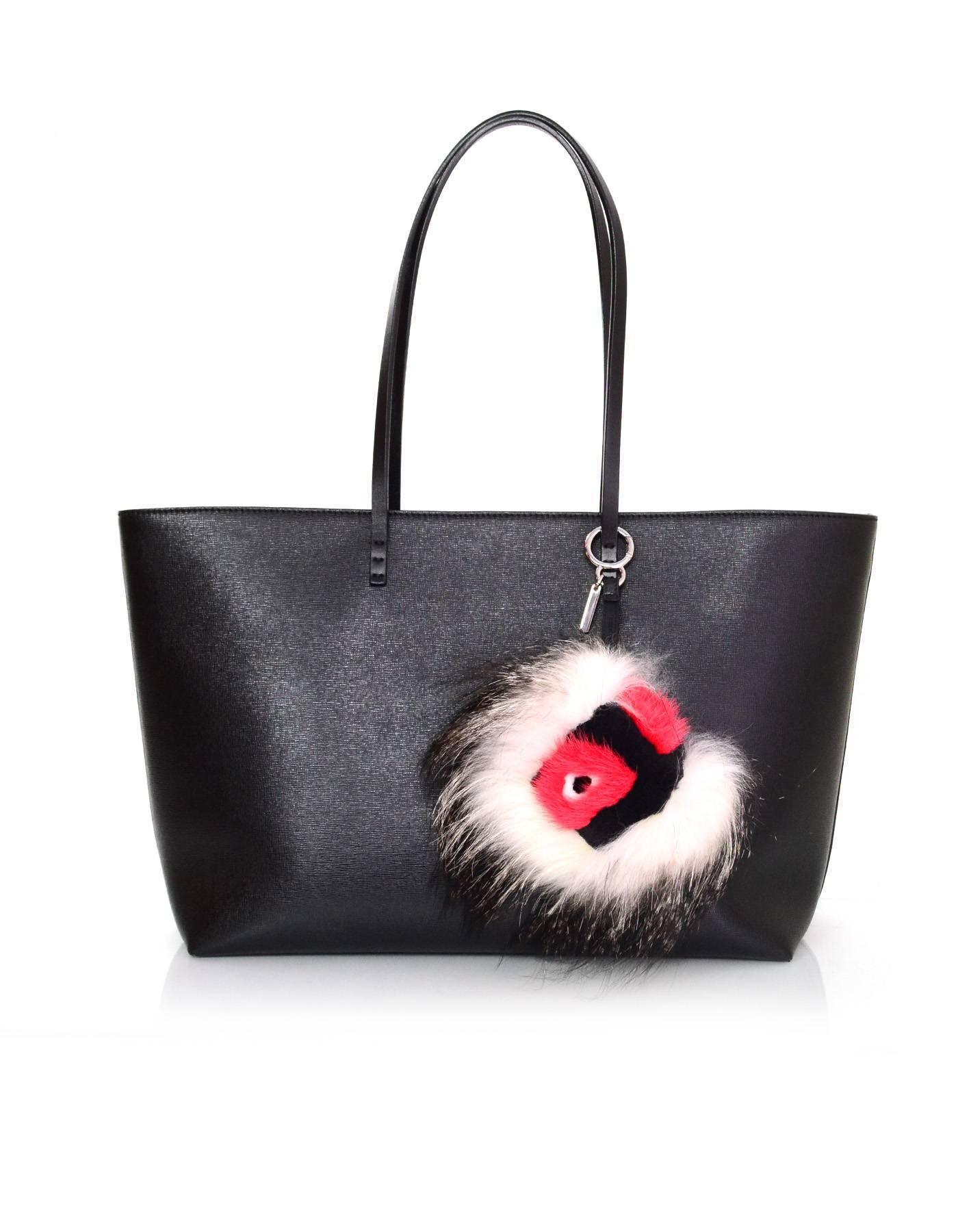 Beige Fendi Black White & Red Fur Archy Bag Bug Charm