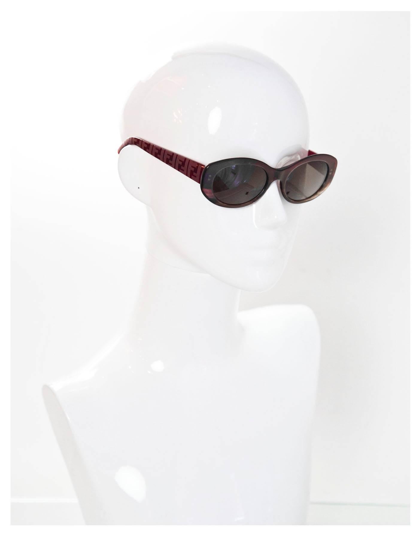 Women's Fendi Burgundy Resin & Zucca Print Cateye Sunglasses