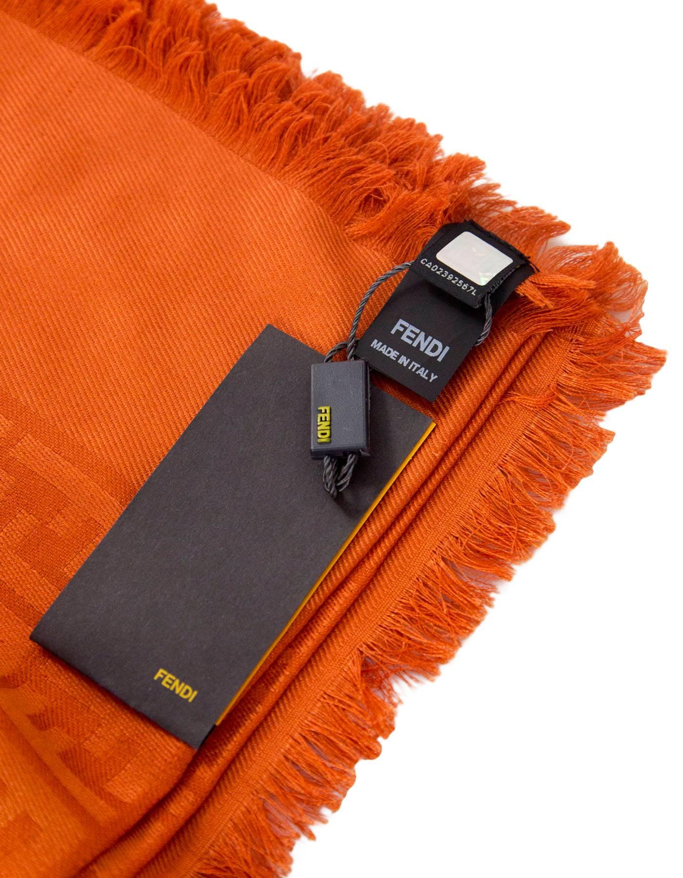 Fendi Casa Orange Zucca Monogram Throw Shawl NWT rt. $995 In Excellent Condition In New York, NY