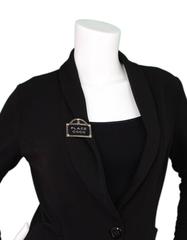 Chanel Schwarz Emaille Platz Coco Brosche Pin