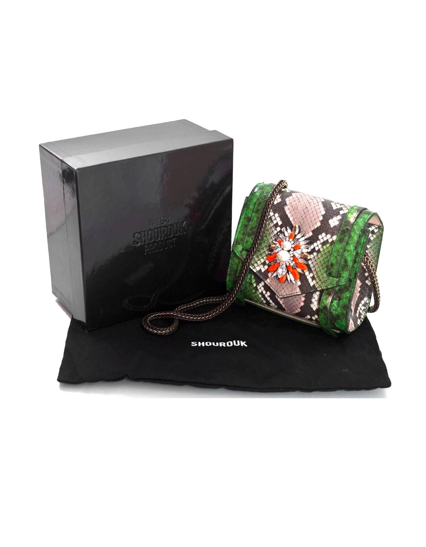 Shourouk Green Python Small Daktari Crossbody Bag with Box 2