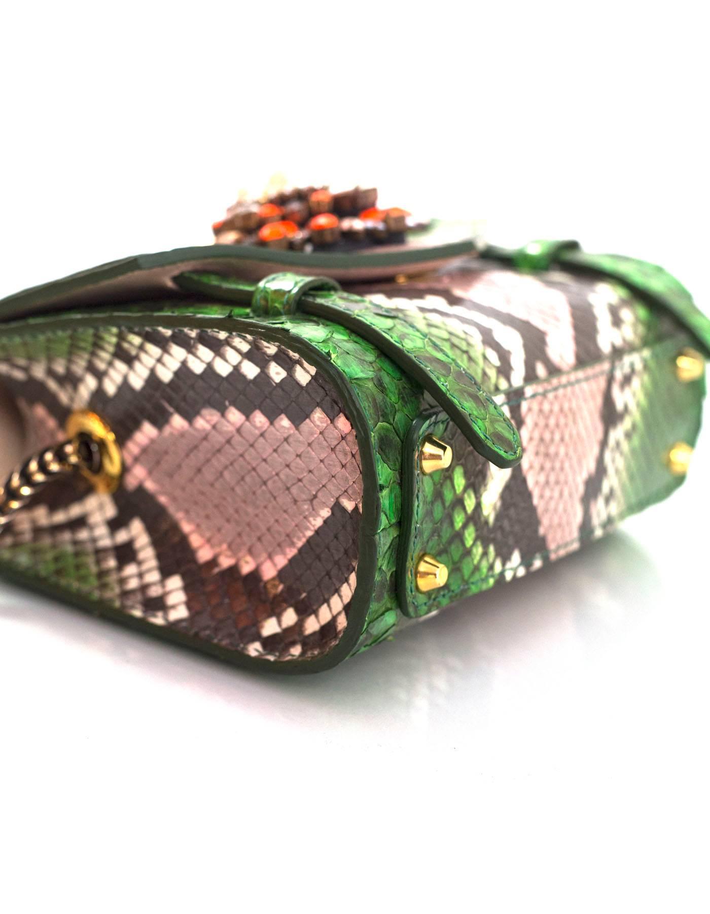 Black Shourouk Green Python Small Daktari Crossbody Bag with Box