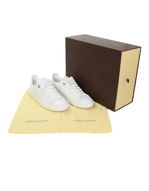 Louis Vuitton White Croc Embossed Leather Front Row Sneakers Size 38 Louis  Vuitton