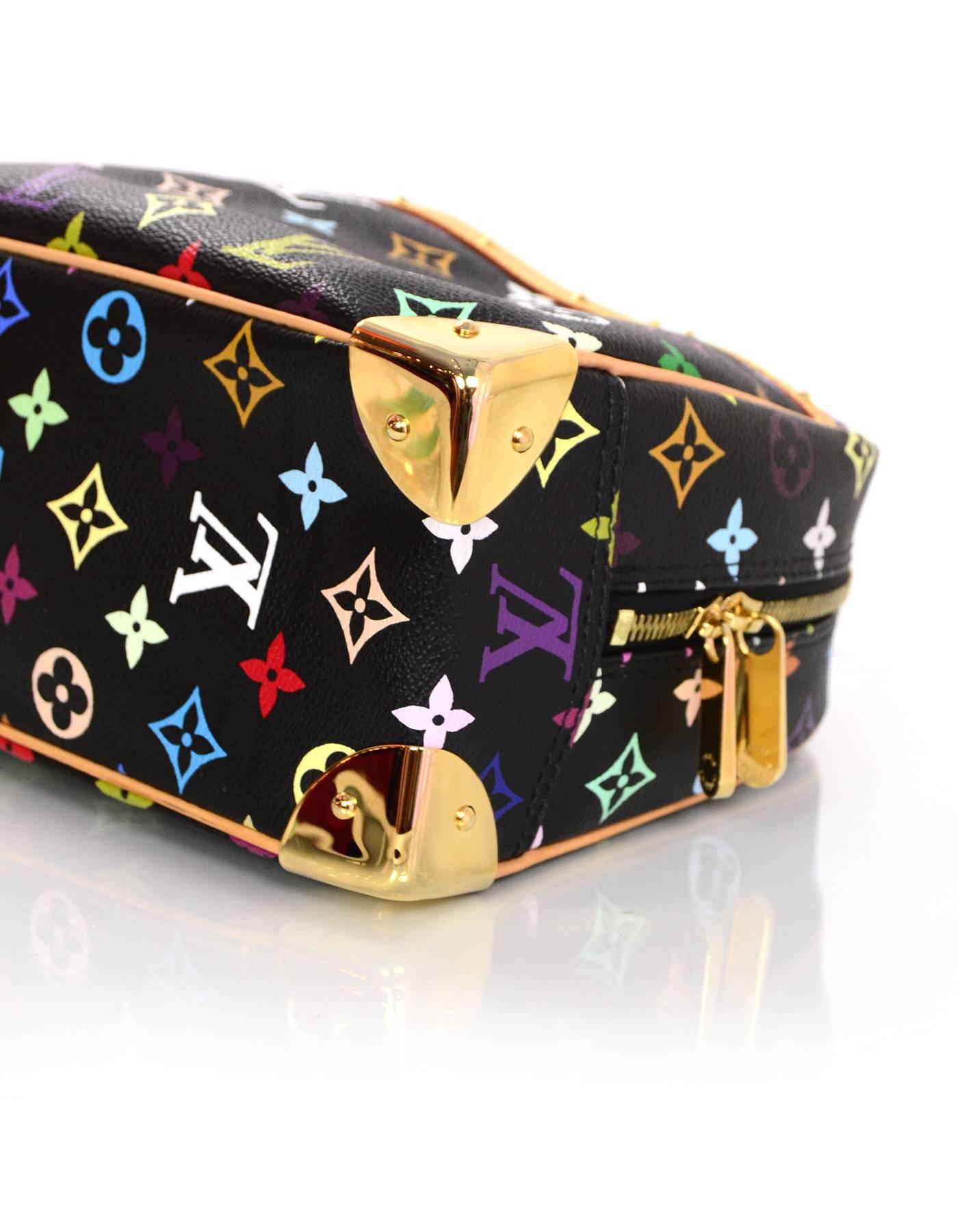 Louis Vuitton Black Monogram Multicolore Trouville Handle Bag In Excellent Condition In New York, NY