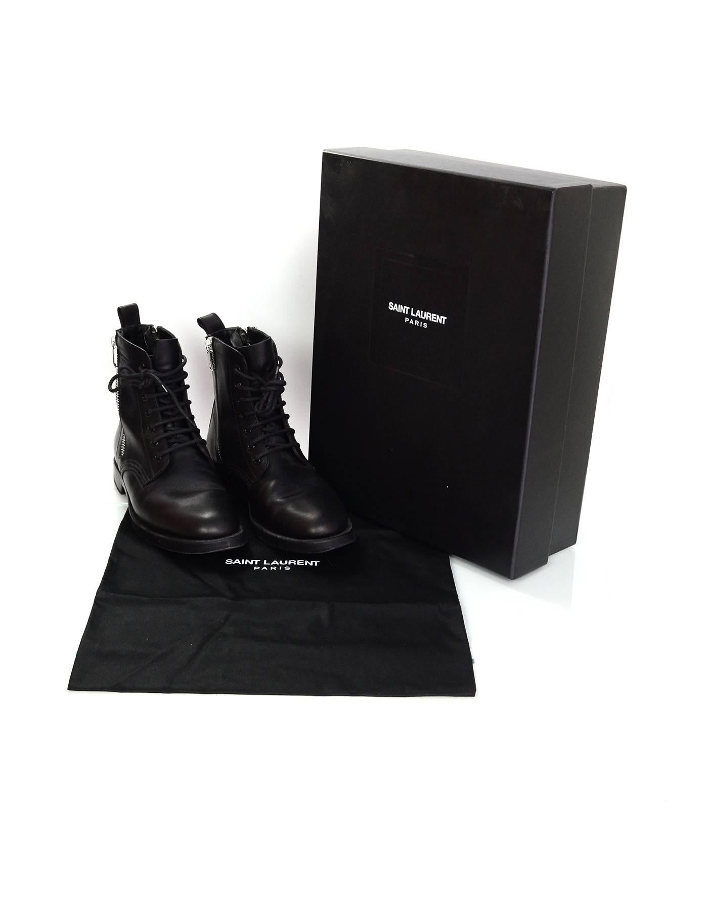 Saint Laurent Black Leather Combat Ankle Boots Sz 38.5 rt. $1, 295 4