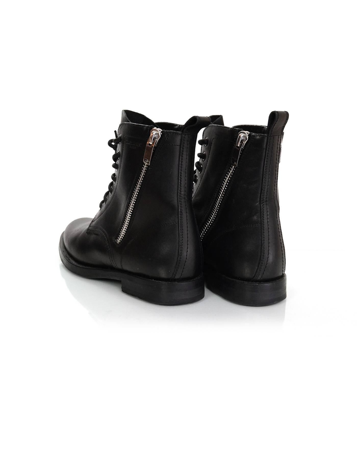 Saint Laurent Black Leather Combat Ankle Boots Sz 38.5 rt. $1, 295 2