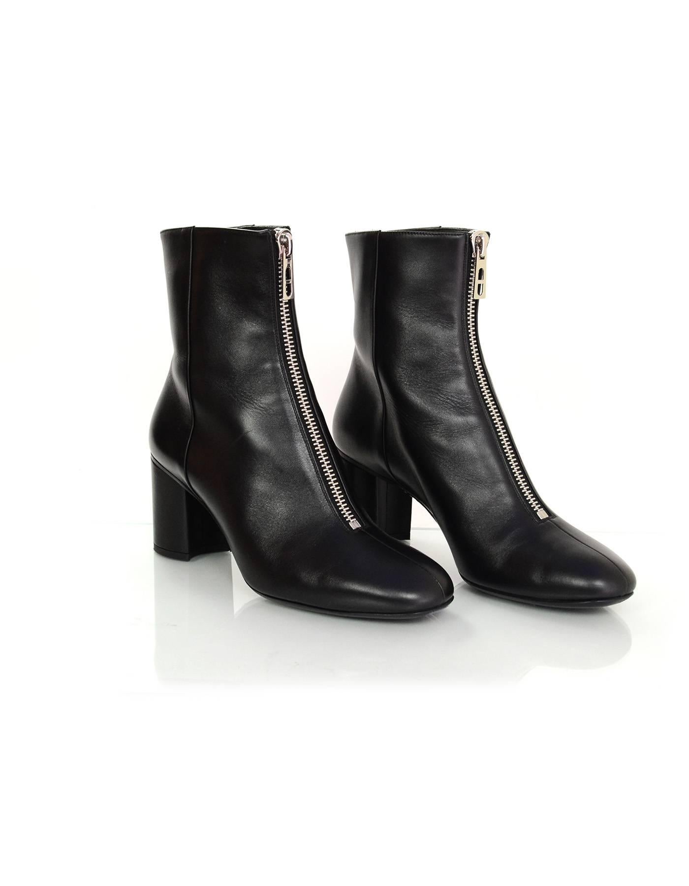 black leather boots with zipper