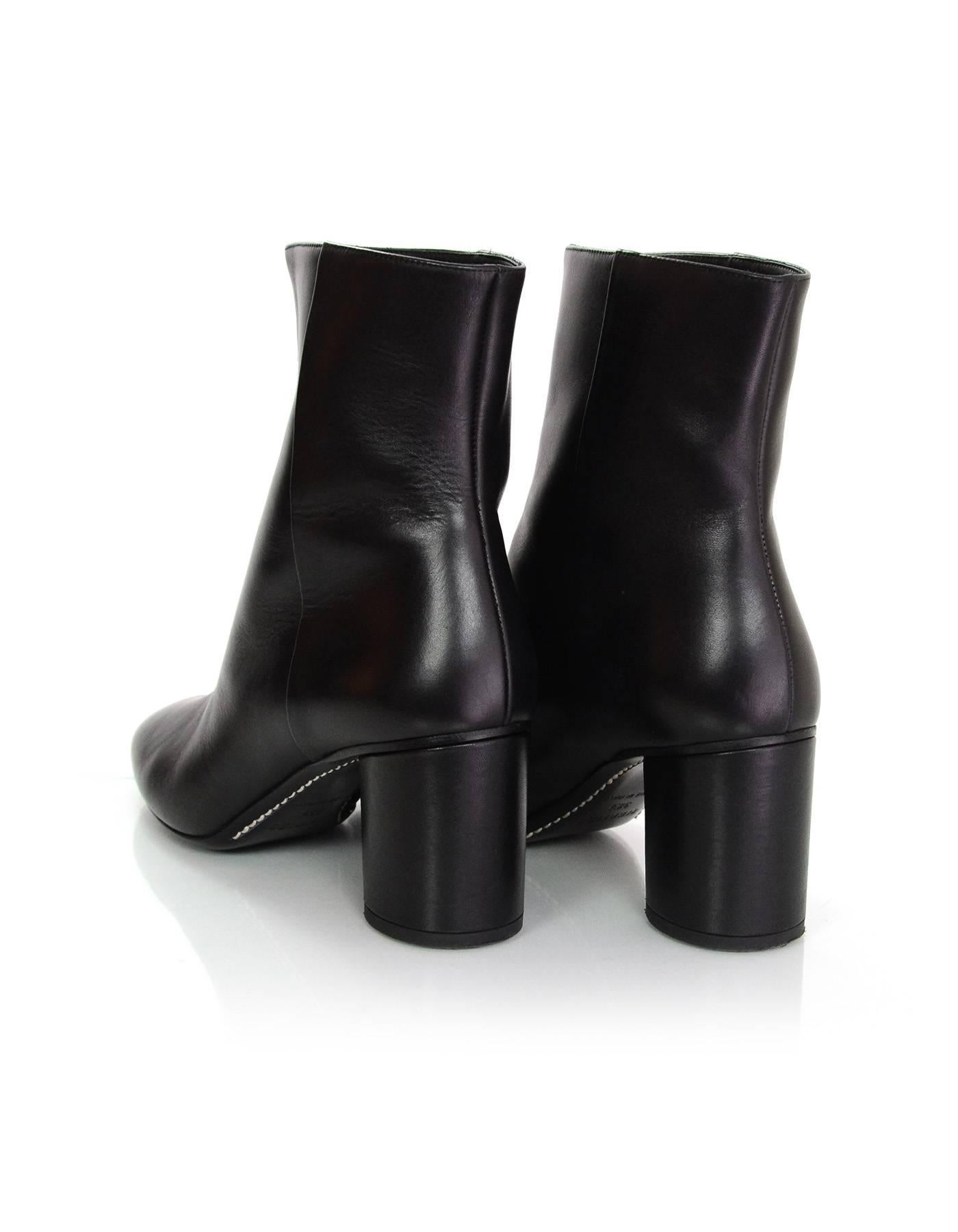 Women's Hermes Black Leather New York 70 Zipper Ankle Boots Sz 38.5 rt. $1, 375