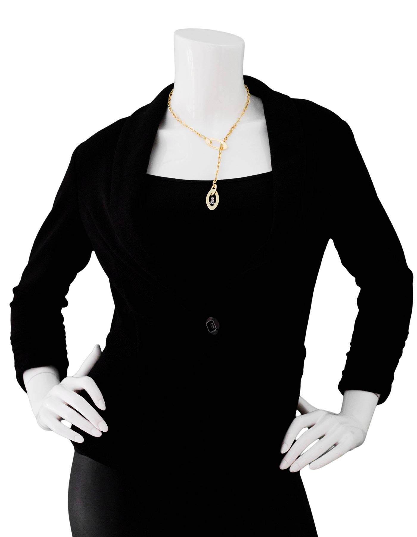 Roberto Coin Gold Chic & Shine Lariat Diamond Necklace  In Excellent Condition In New York, NY
