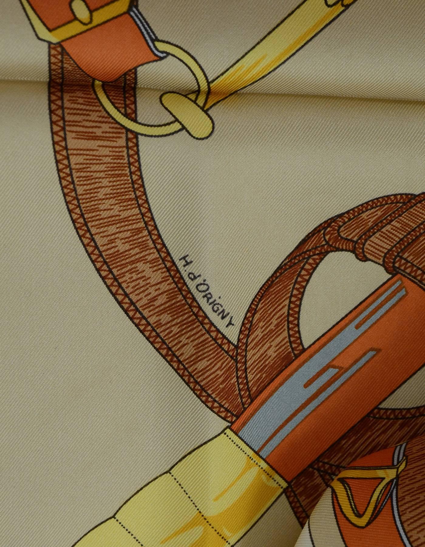 Hermes Gold Epron D'Or Silk 90cm Scarf with Box 2