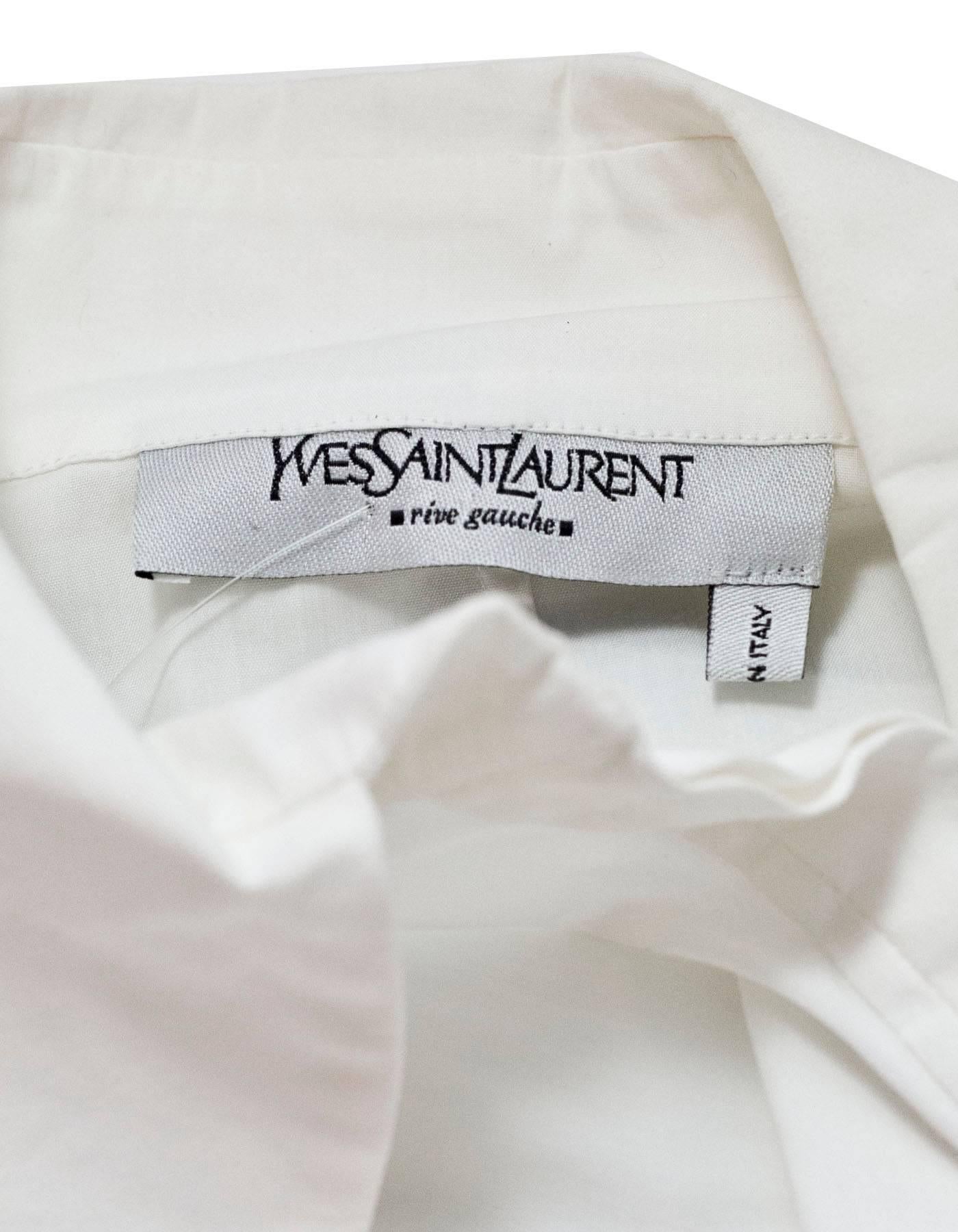 Women's Yves Saint Laurent White Cotton Button Down Top sz FR34
