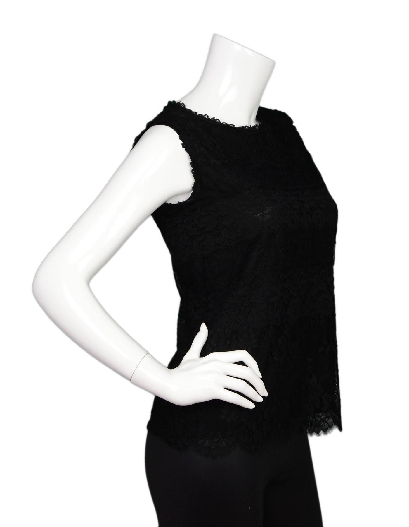 Dolce & Gabbana Black Lace Sleeveless Top sz IT38 In Excellent Condition In New York, NY