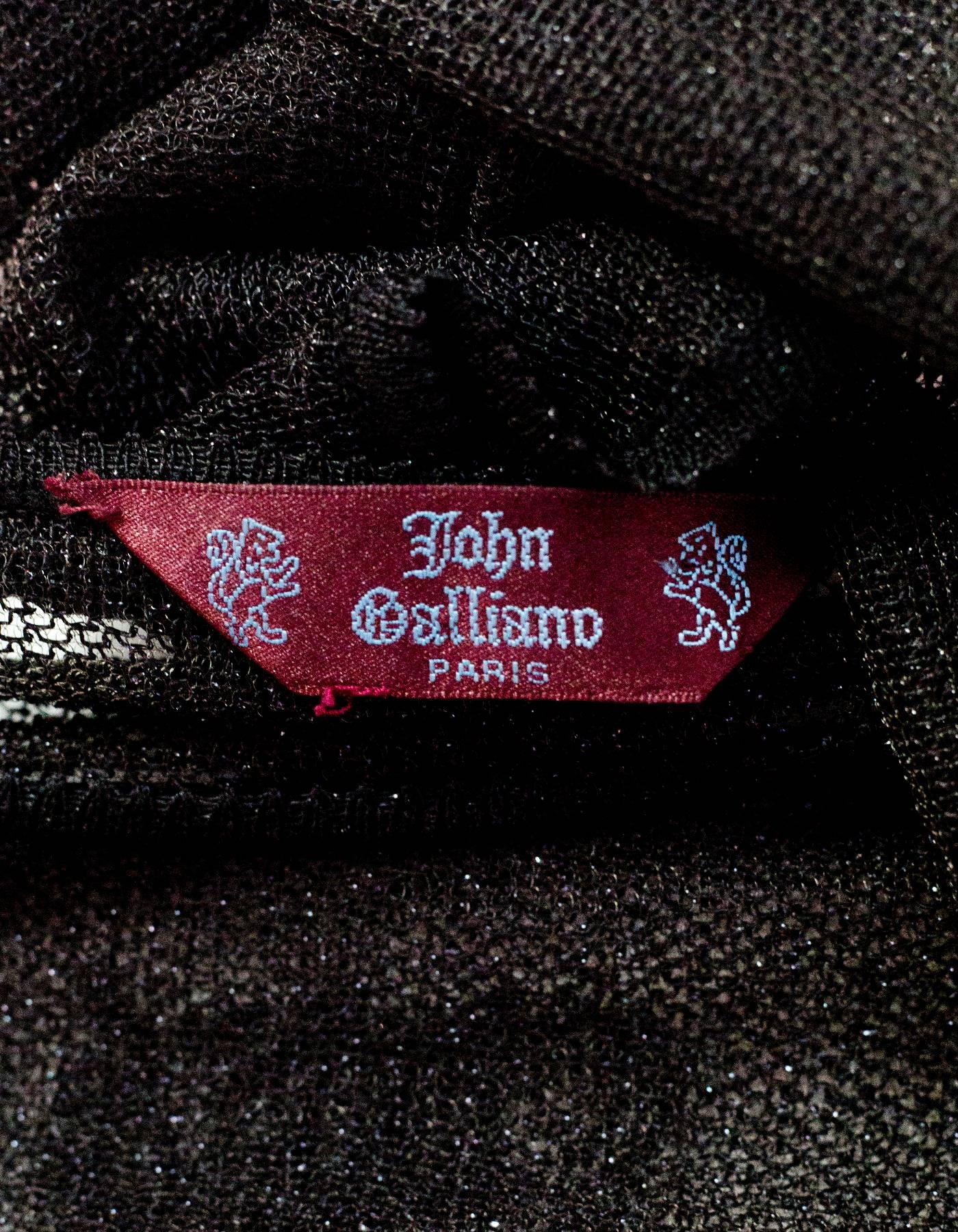 John Galliano Black Sheer Long Sleeve Top sz S 1