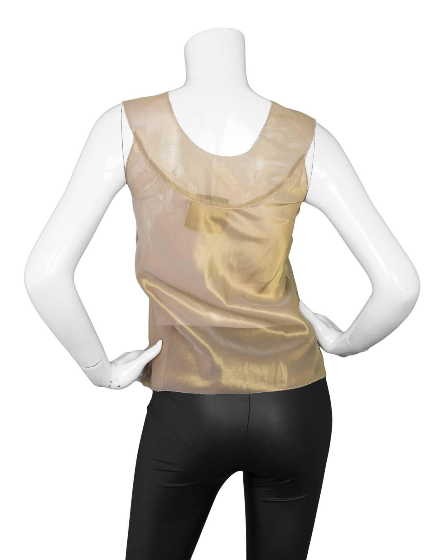 Vera Wang Metallic Gold Sleeveless Top sz S In Excellent Condition In New York, NY
