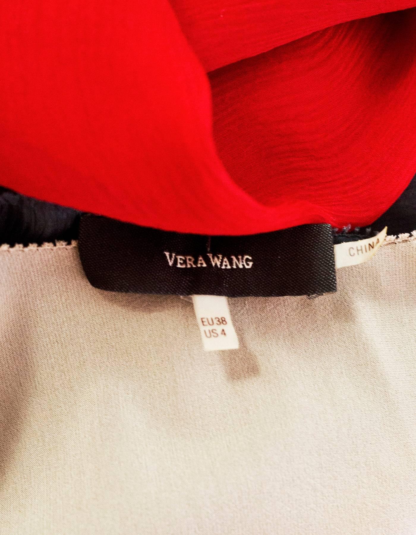 Women's Vera Wang Grey & Red Color Block Sleeveless Tunic Top sz US4