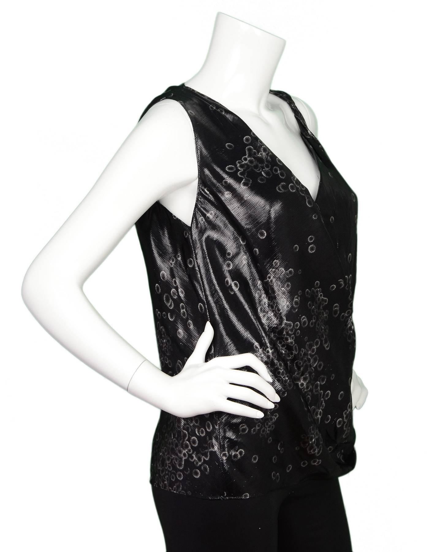Women's Balenciaga Black & White Sheen Sleeveless Blouse sz IT36