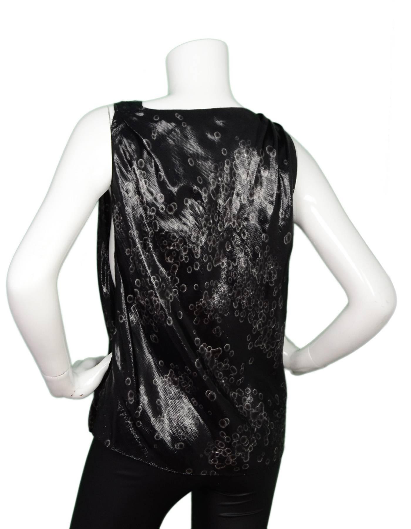 Balenciaga Black & White Sheen Sleeveless Blouse sz IT36 1