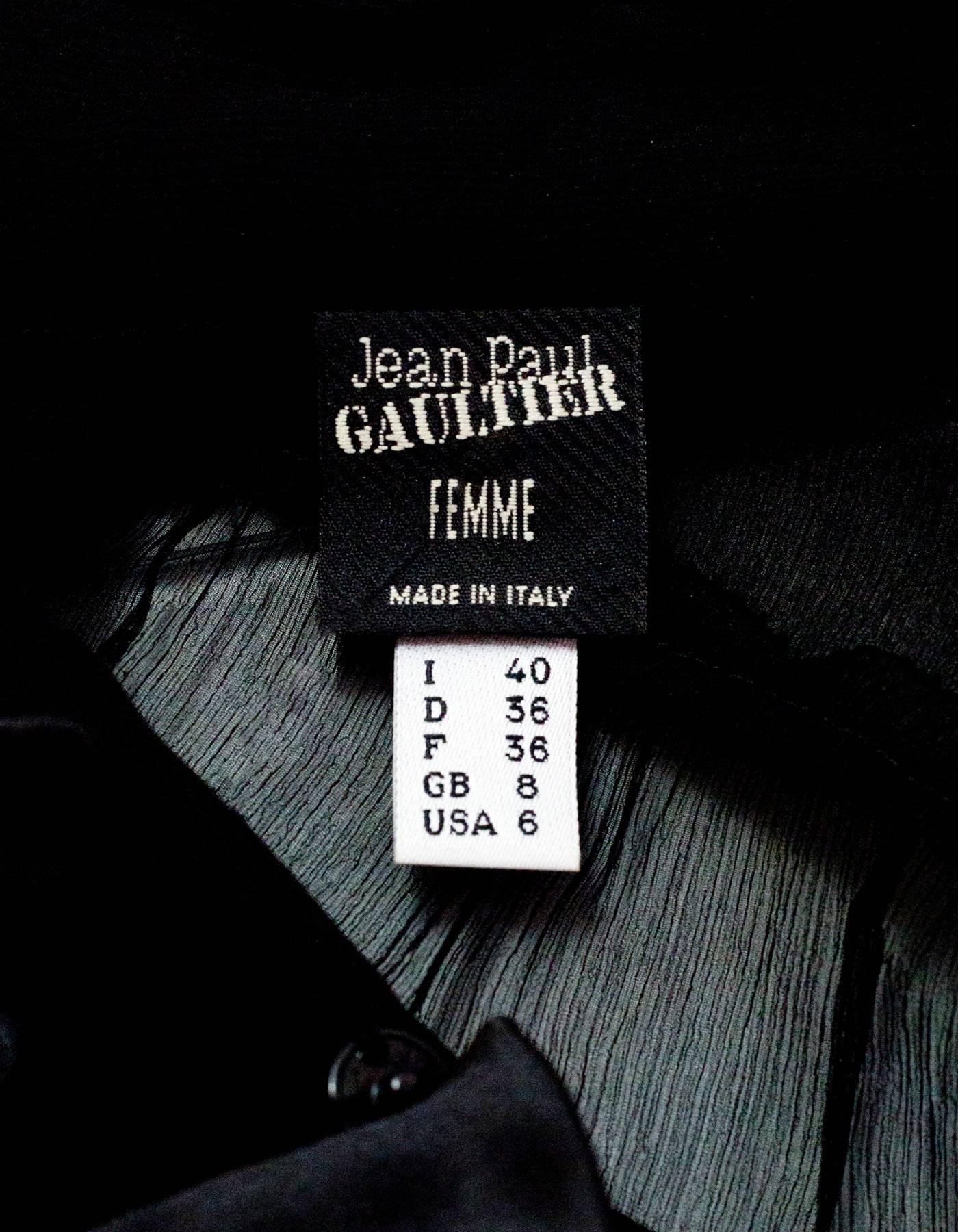 Jean Paul Gaultier Black Silk Long Sleeve Ruffle Top sz US6 4