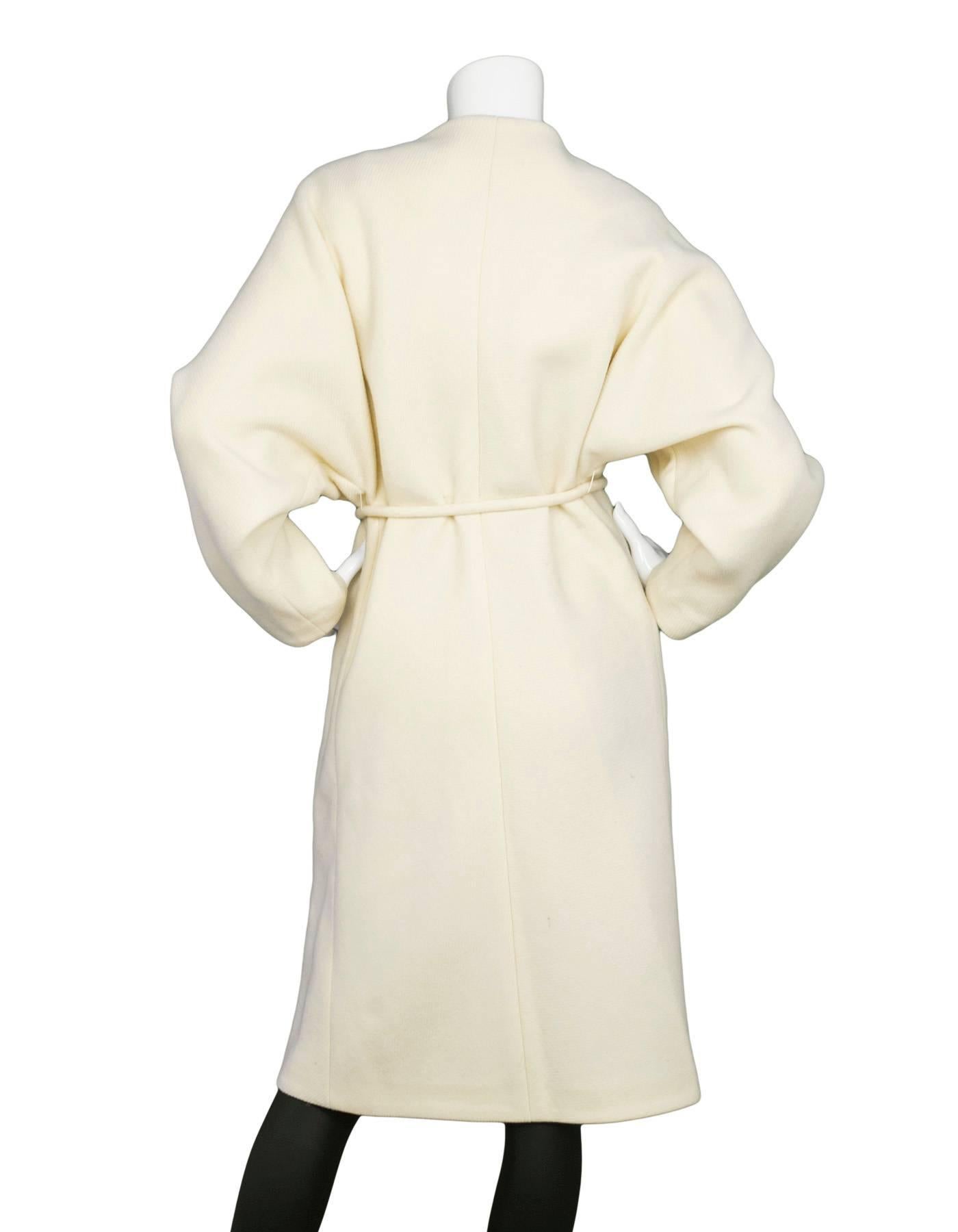 cream tie belt coat