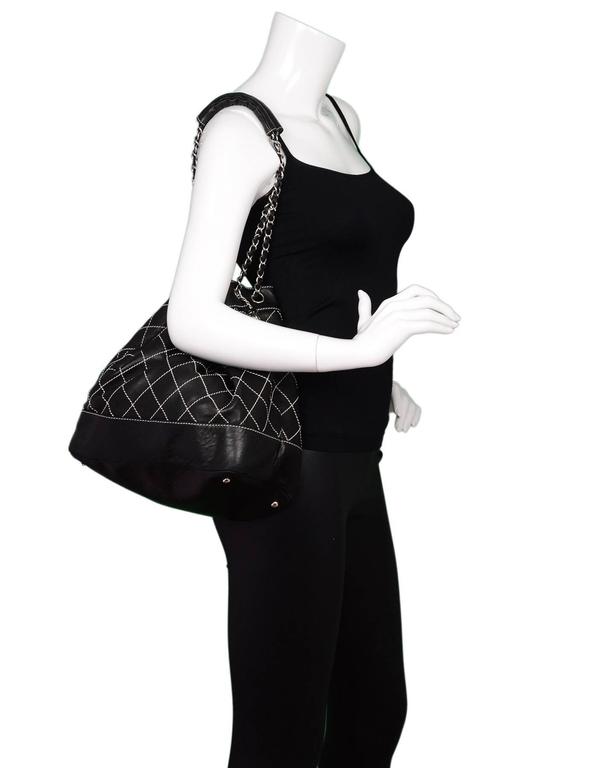 Chanel Black Leather Contrast Quilted Surpique Bucket Bag For Sale at ...