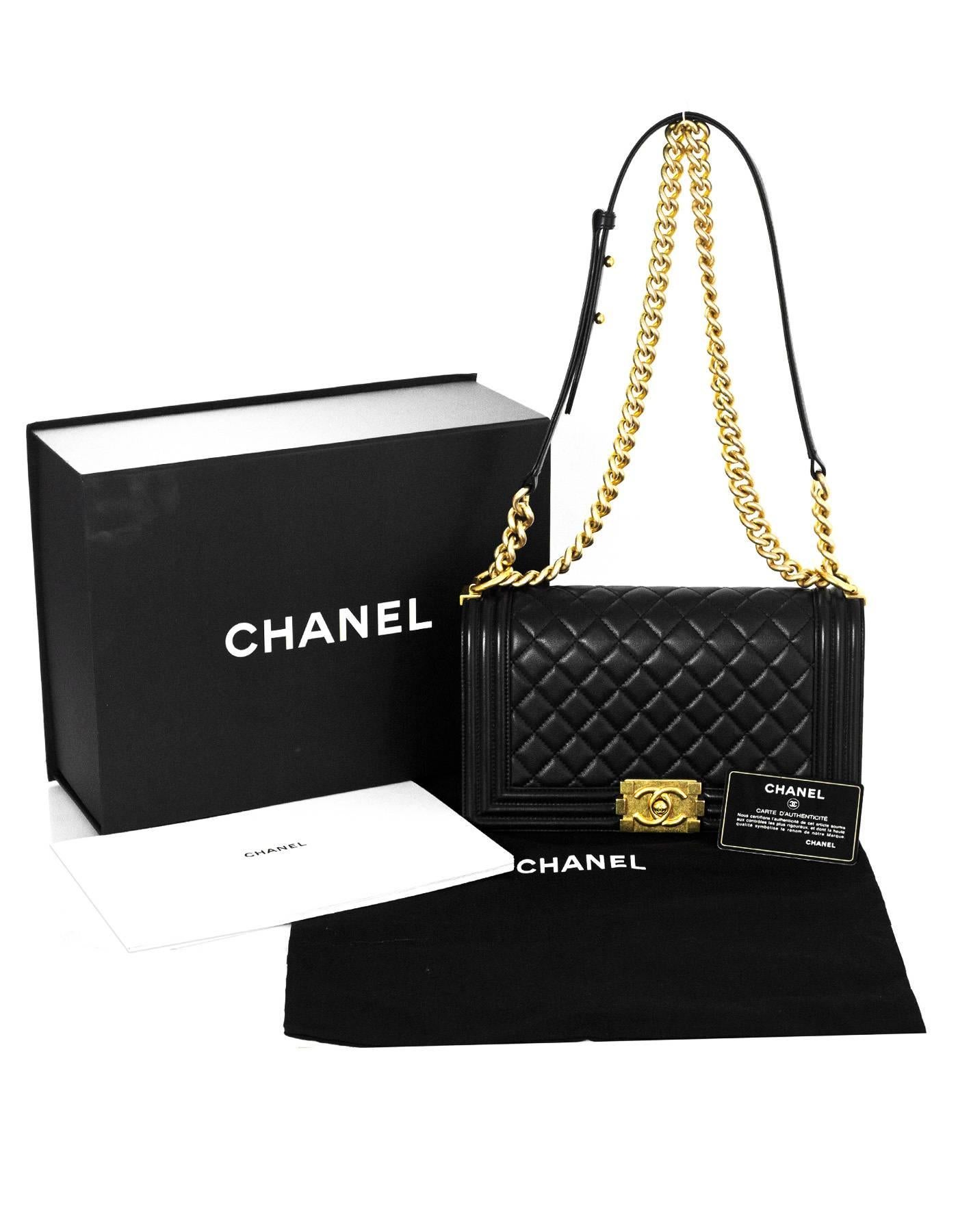 Chanel Black Lambskin Leather Old Medium Boy Bag with GHW 1