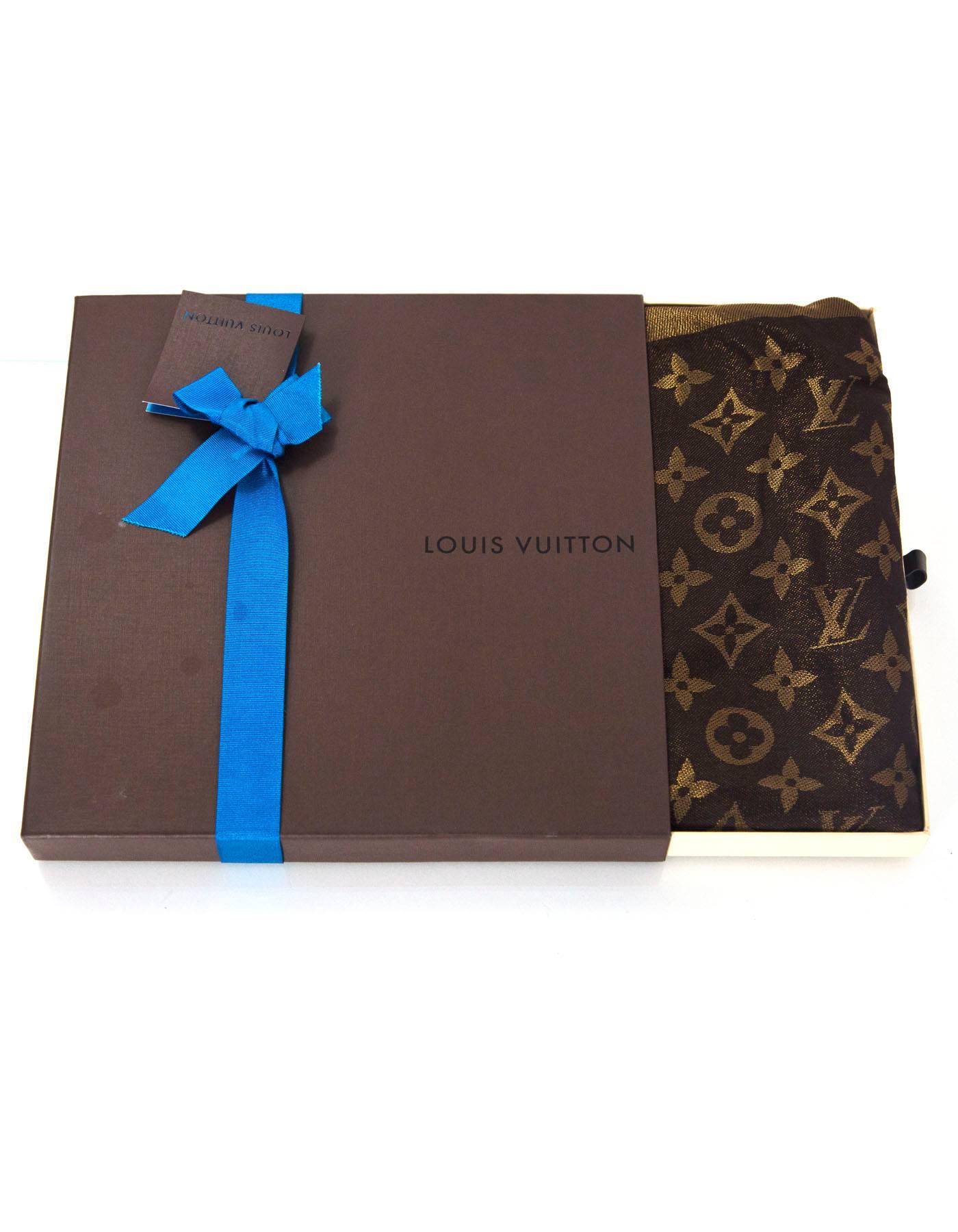  Louis Vuitton Brown Lurex Monogram Shine Shawl with Box rt. $675 1