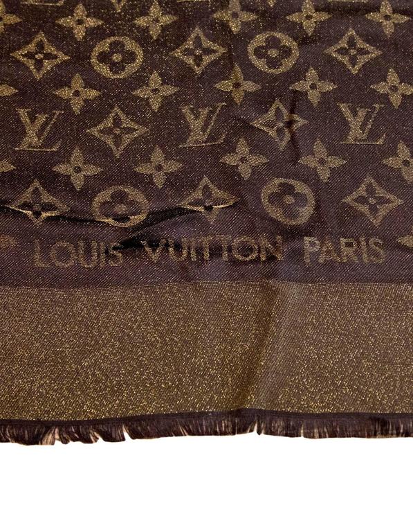 LOUIS VUITTON Silk Lurex Wool Monogram Shine Shawl Black 1197074