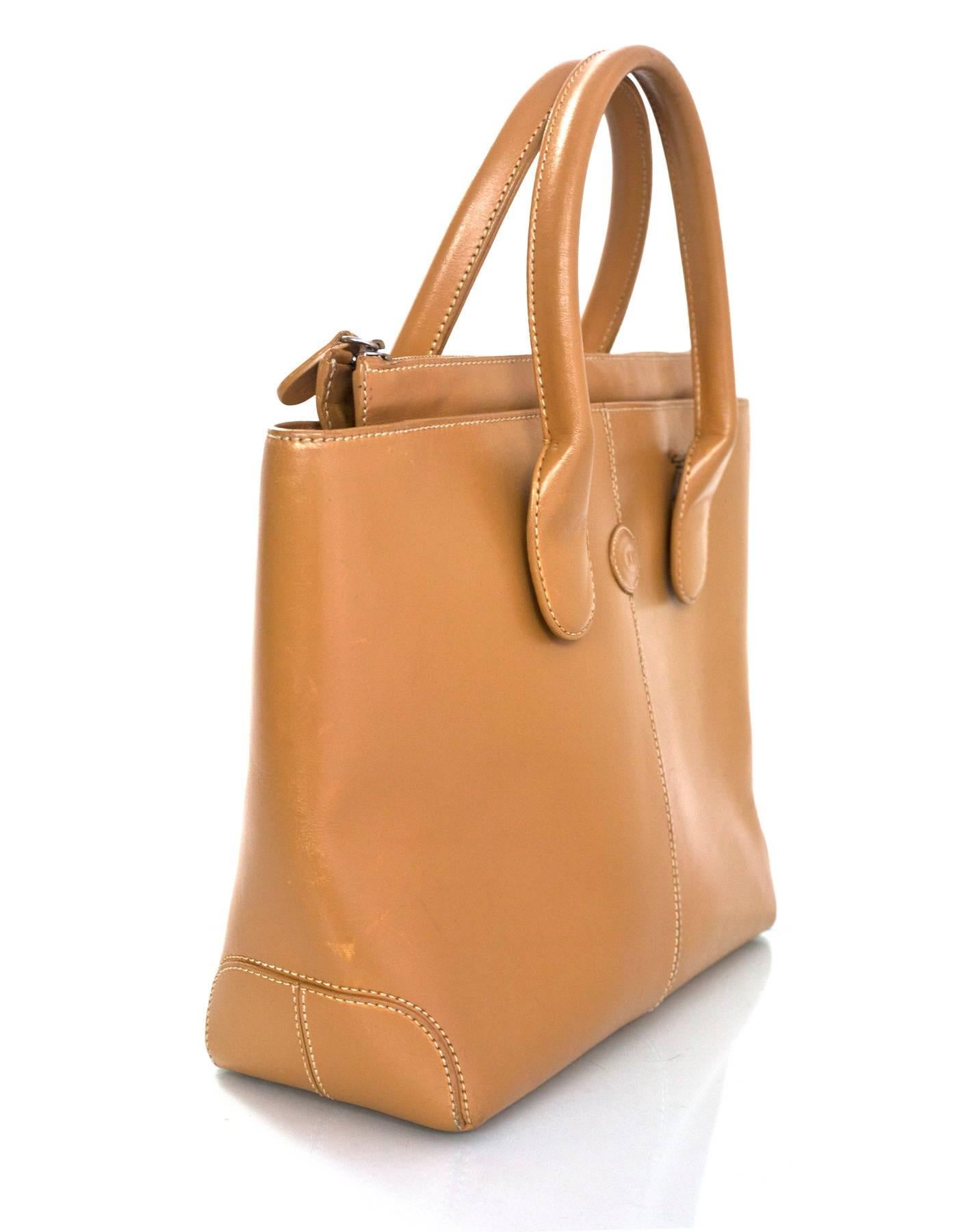 camel leather tote