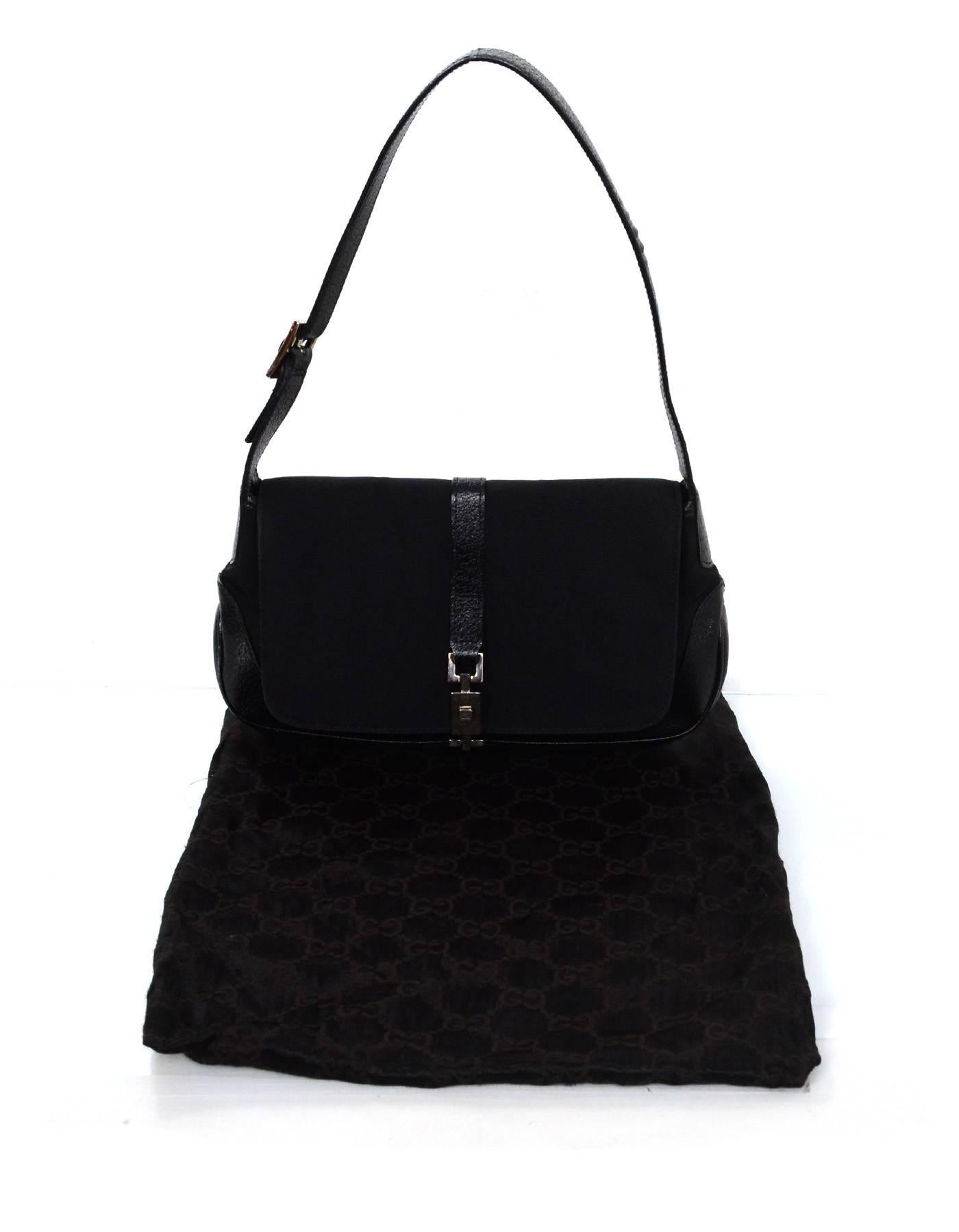Gucci Black Leather and Nylon Jackie-O Bag 6