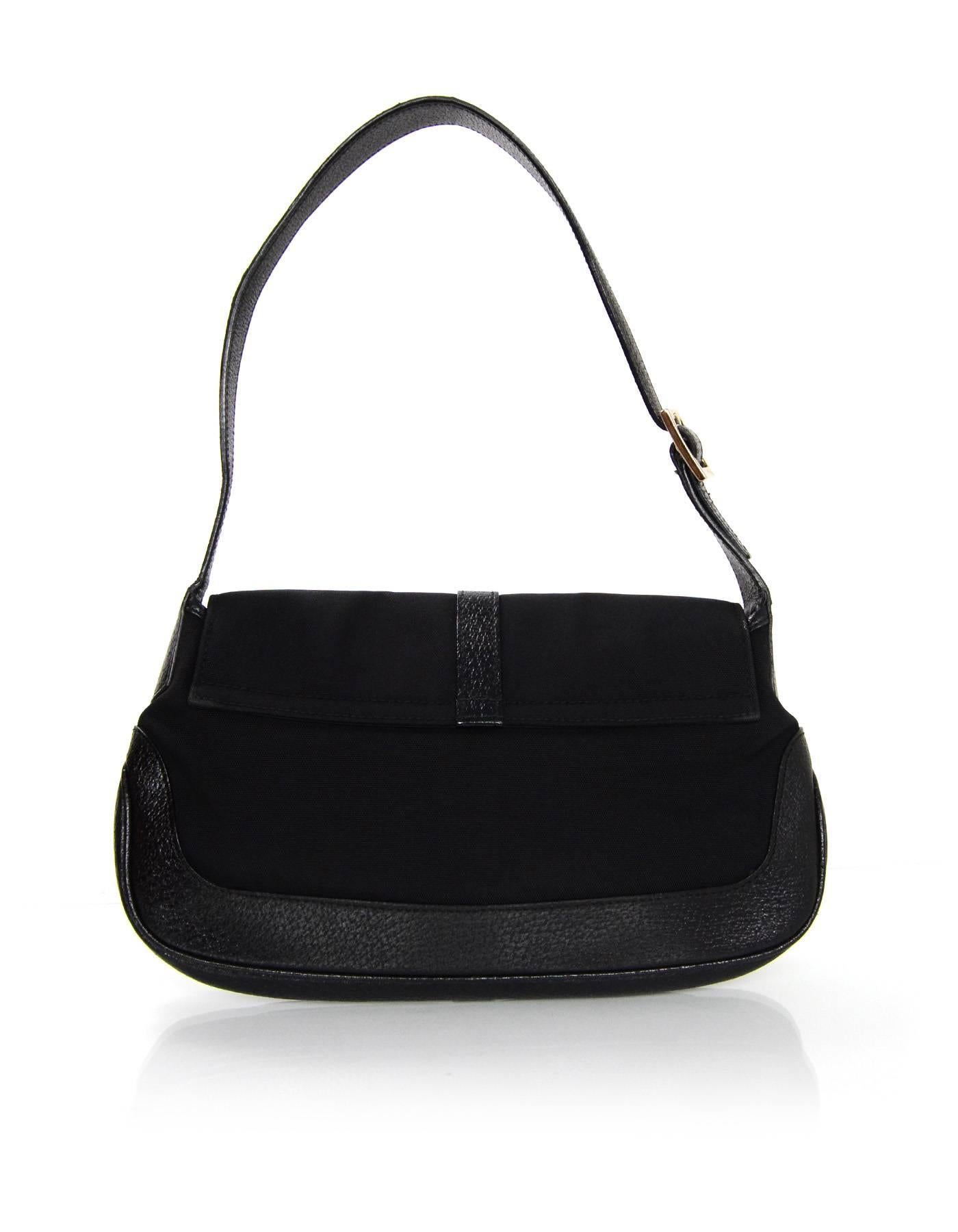 Women's Gucci Black Leather and Nylon Jackie-O Bag