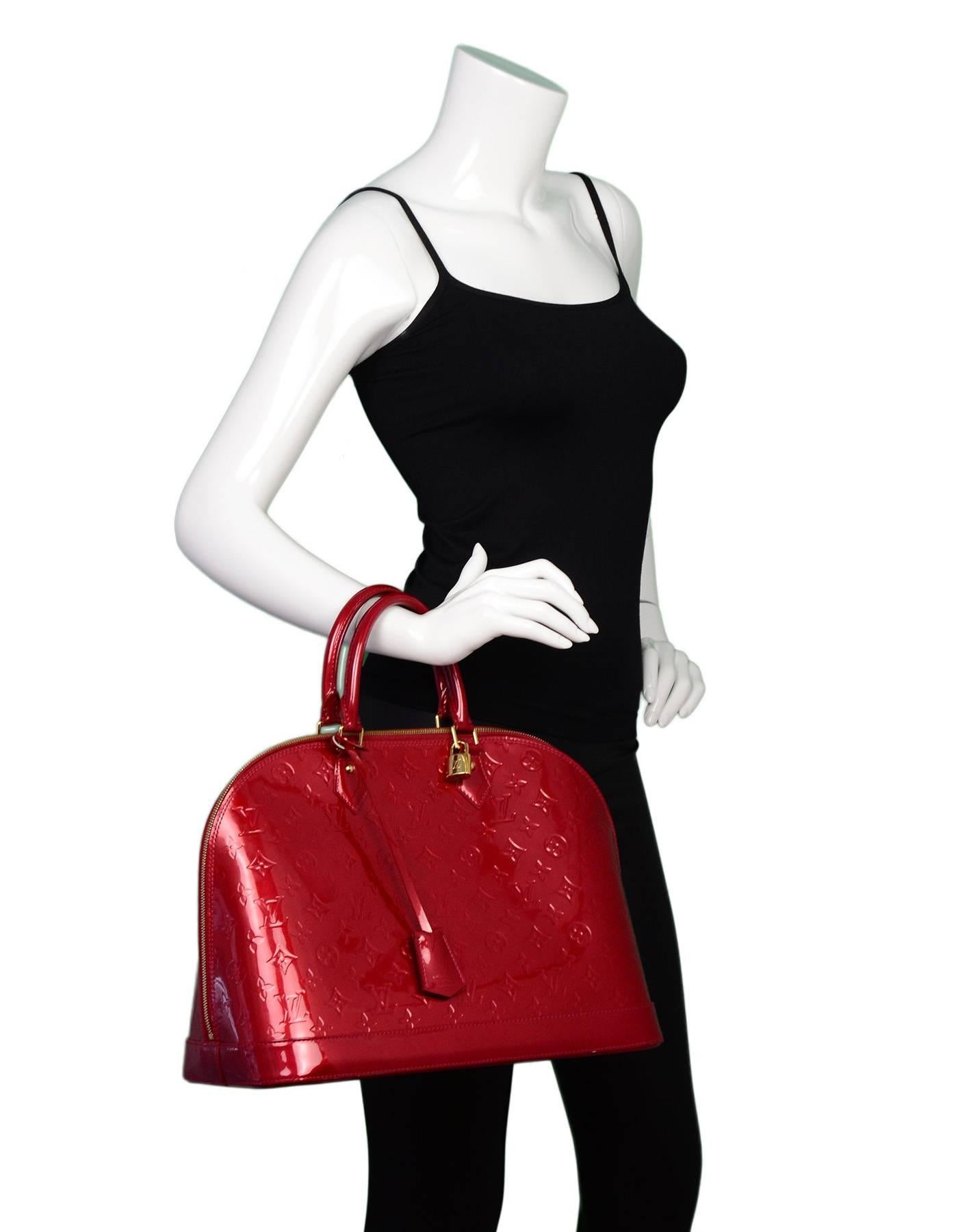 Louis Vuitton Pomme d'Amour Red Monogram Vernis Alma GM Bag 3