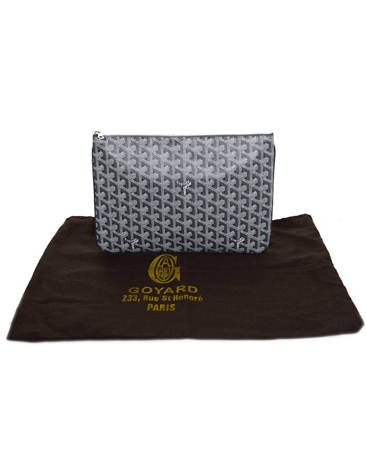 Goyard Grey Chevron Senat PM Clutch Bag In Excellent Condition In New York, NY