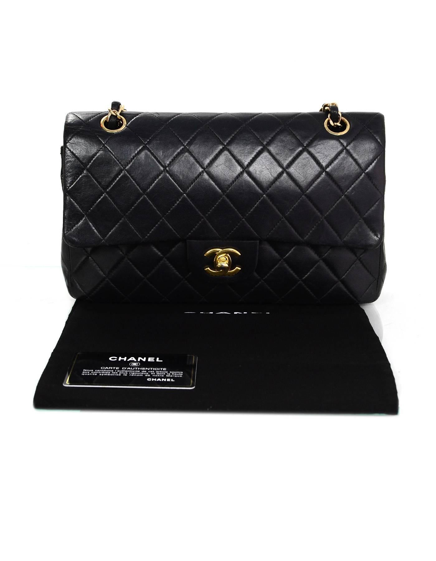 Chanel Black Lambskin Leather Quilted Classic Medium 10