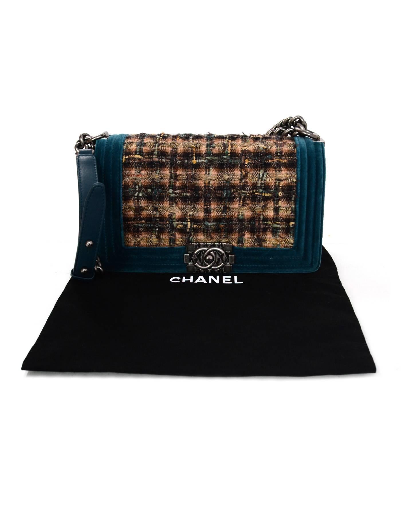 Chanel Paris-Edinburgh Velvet & Tweed Old Medium Boy Bag 2