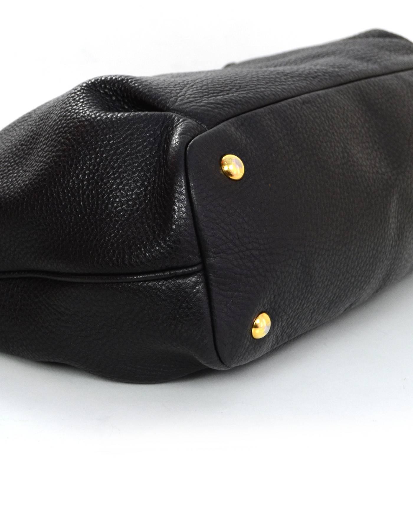 Miu Miu Black Leather Tote w. Strap In Excellent Condition In New York, NY