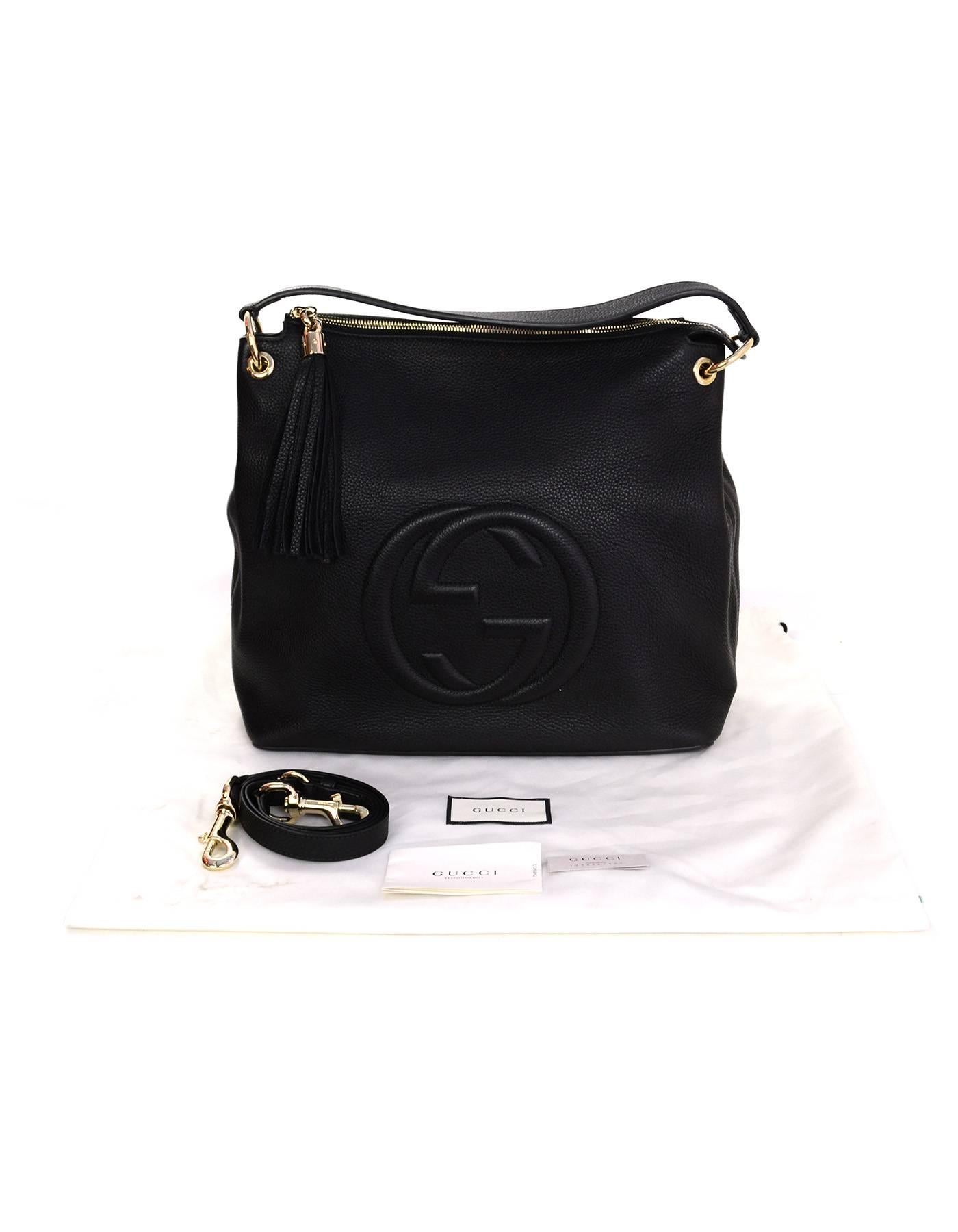 Gucci Black Leather Soho Hobo Crossbody Bag 4