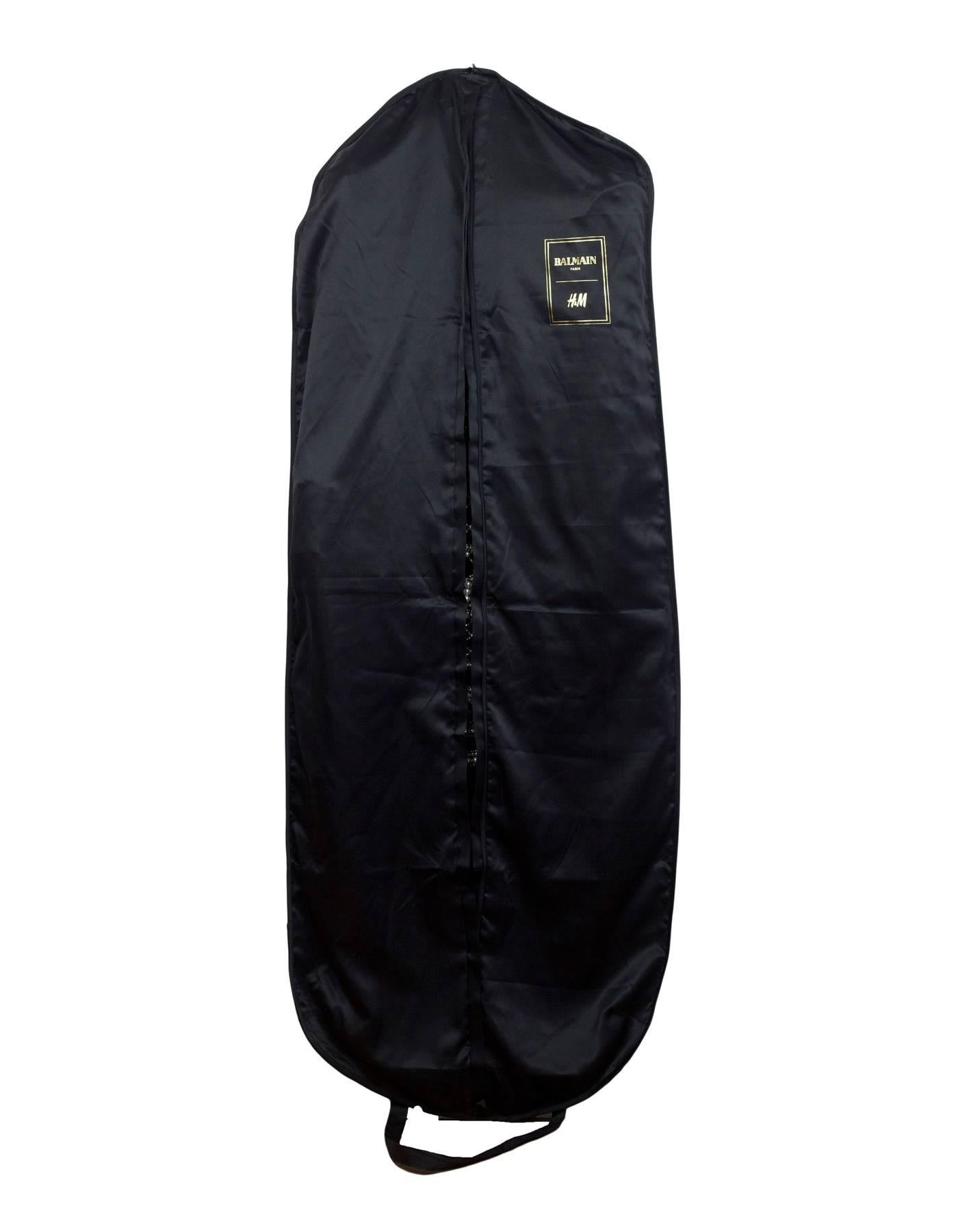 Balmain x H&M - NOUVEAU Robe veste en velours noir ornée de perles et de cristaux, taille US 12 2