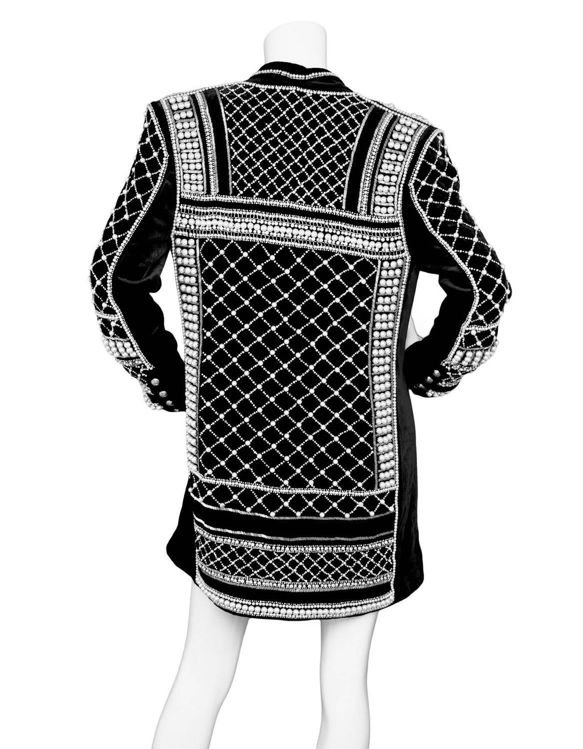 Balmain x H&M NEW Black Velvet Pearl and Crystal Embellished Jacket Dress  sz US12 For Sale at 1stDibs | balmain pearl jacket, balmain pearl blazer,  balmain pearl dress