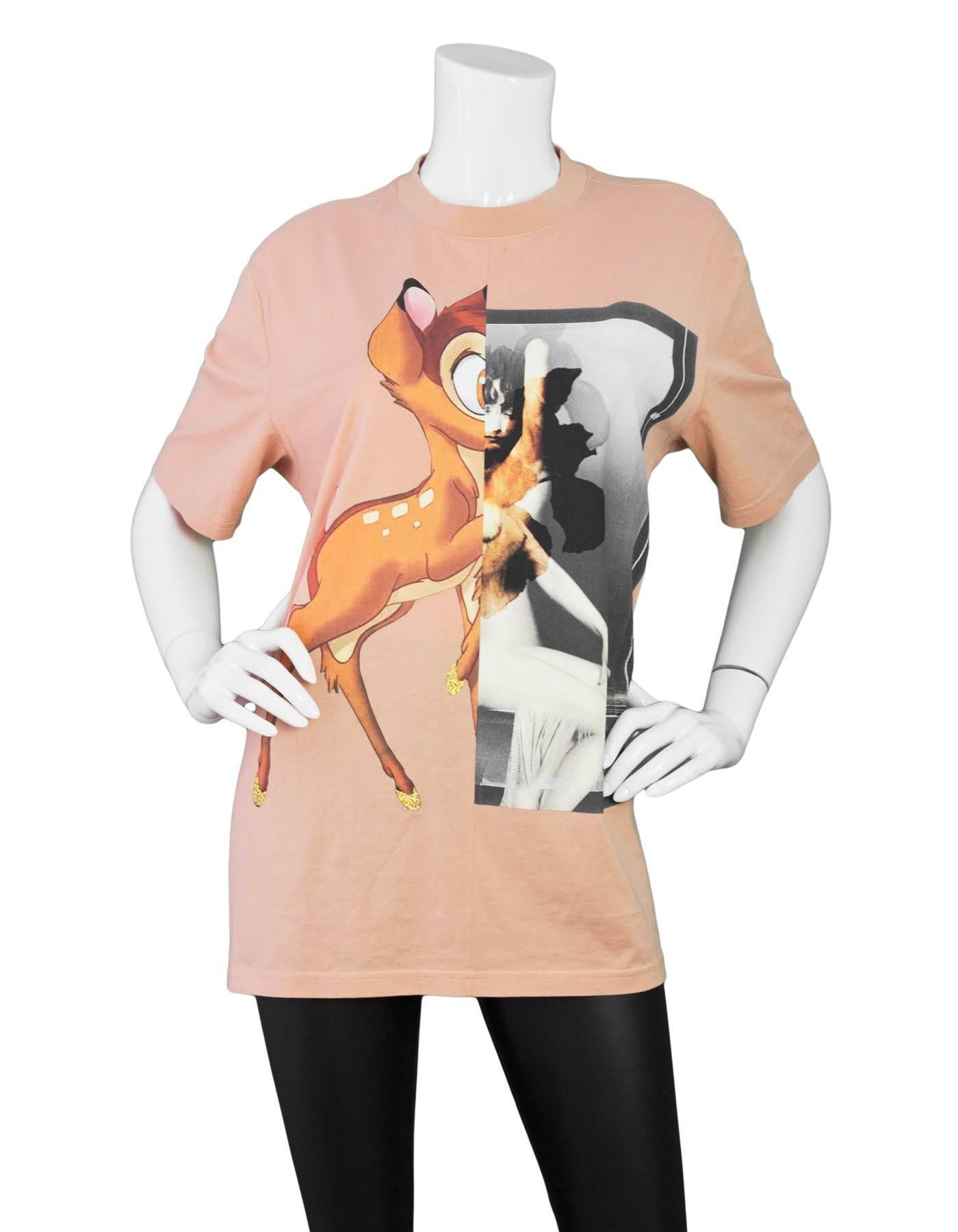Givenchy NEW Peach Bambi Print Cotton T-Shirt 

Made In: Portugal
Color: Peach
Composition: 100% cotton
Lining: None
Closure/Opening: Pull over 
Exterior Pockets: None
Interior Pockets: None
Retail Price: $730 + tax
Overall Condition: Excellent-tags
