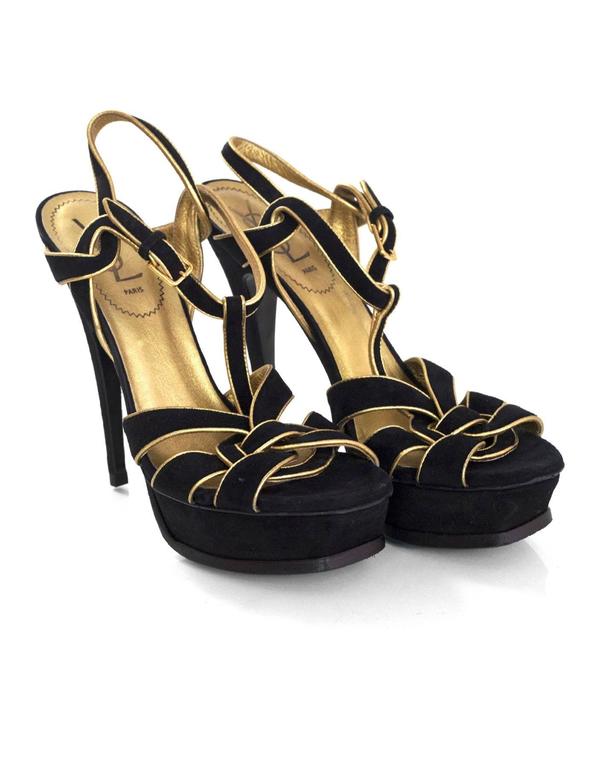 ysl gold flat sandals
