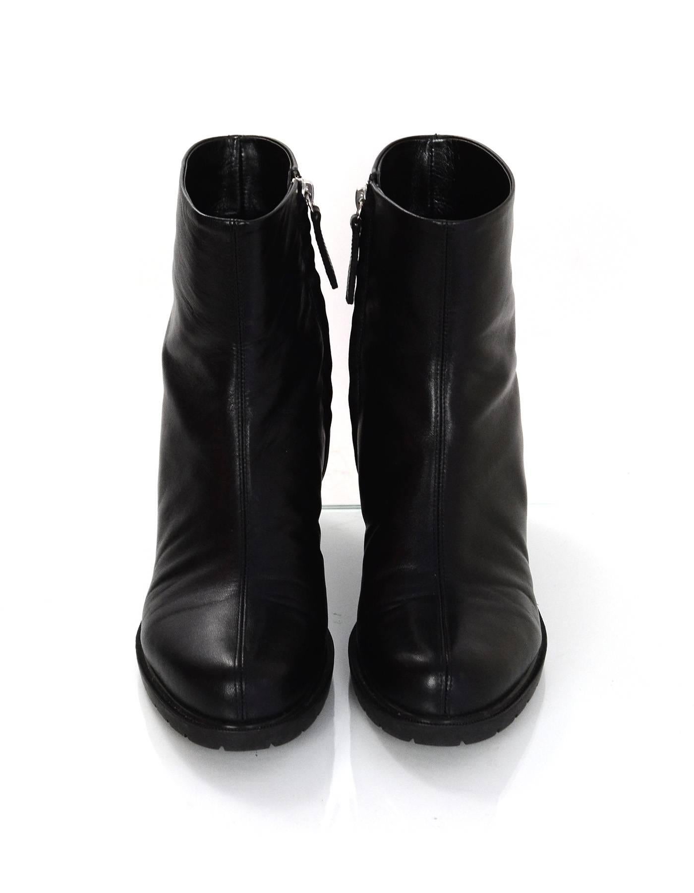 Giuseppe Zanotti Black Leather Ankle Boots Sz 38 In Excellent Condition In New York, NY