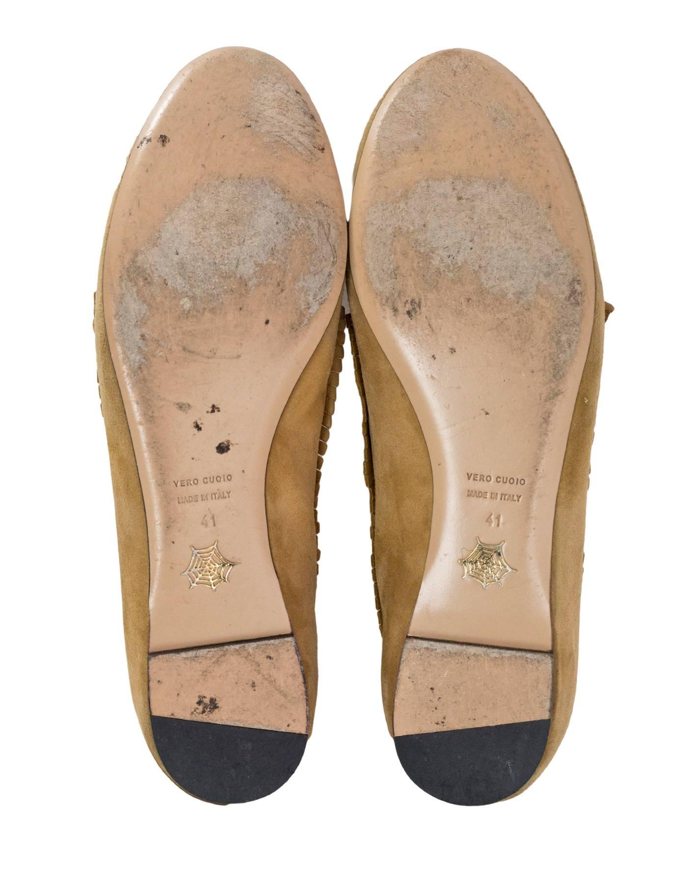 Charlotte Olympia Tan Kitty Moccasin Flats Sz 41 1