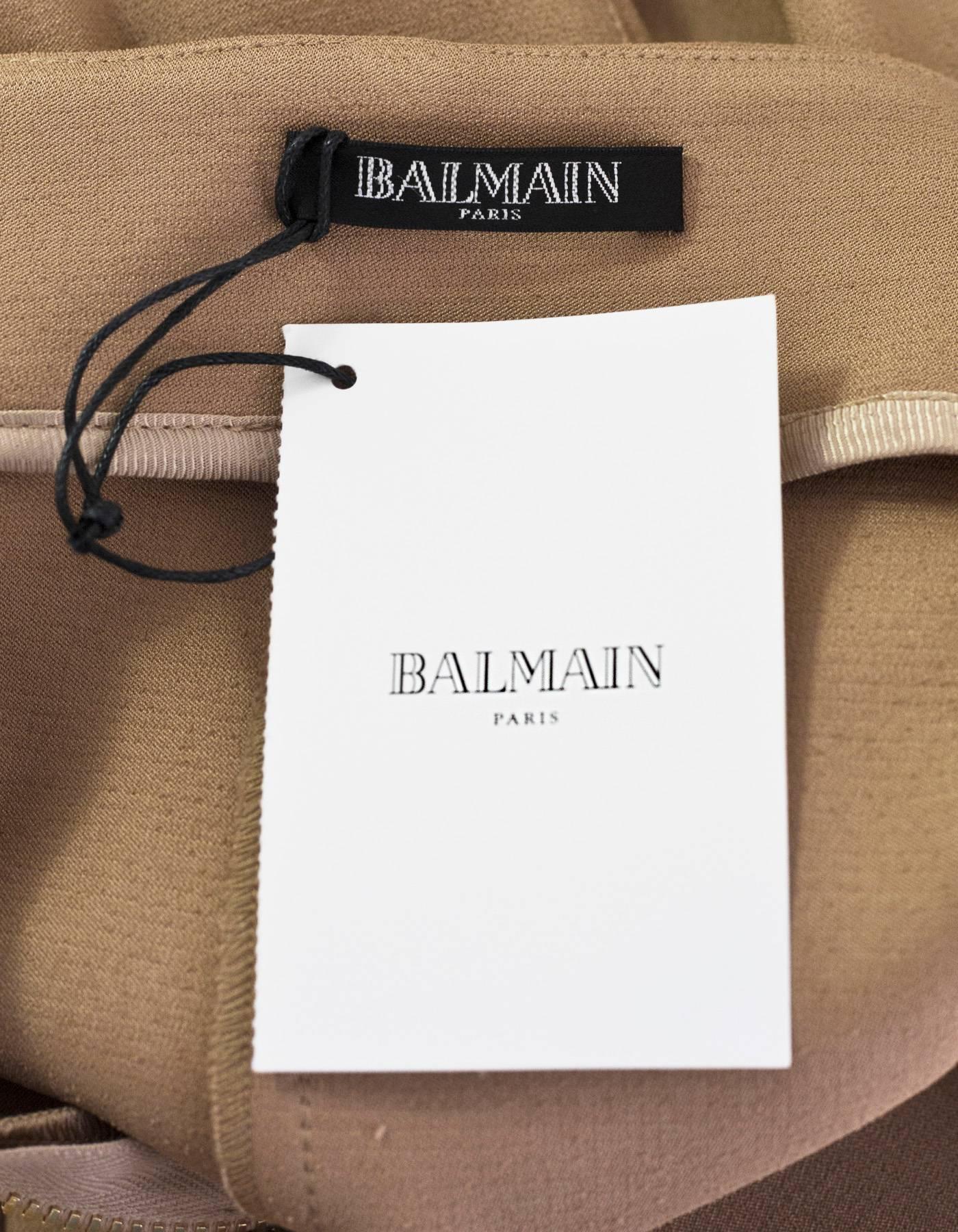 Balmain NEW Nude High Waisted Pants sz FR36 In Excellent Condition In New York, NY