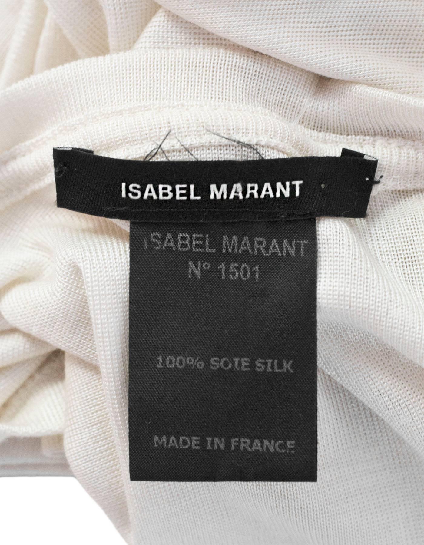 Isabel Marant Ivory Silk Sali Long Sleeve Cut Out Dress sz M In Excellent Condition In New York, NY