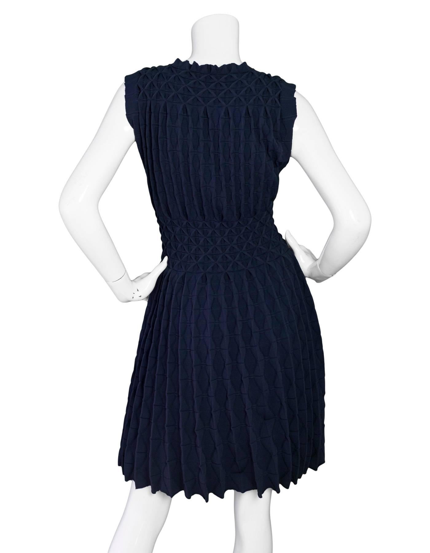 Black Alaia Navy Sleeveless Gathered Fit Flare sz FR42 For Sale
