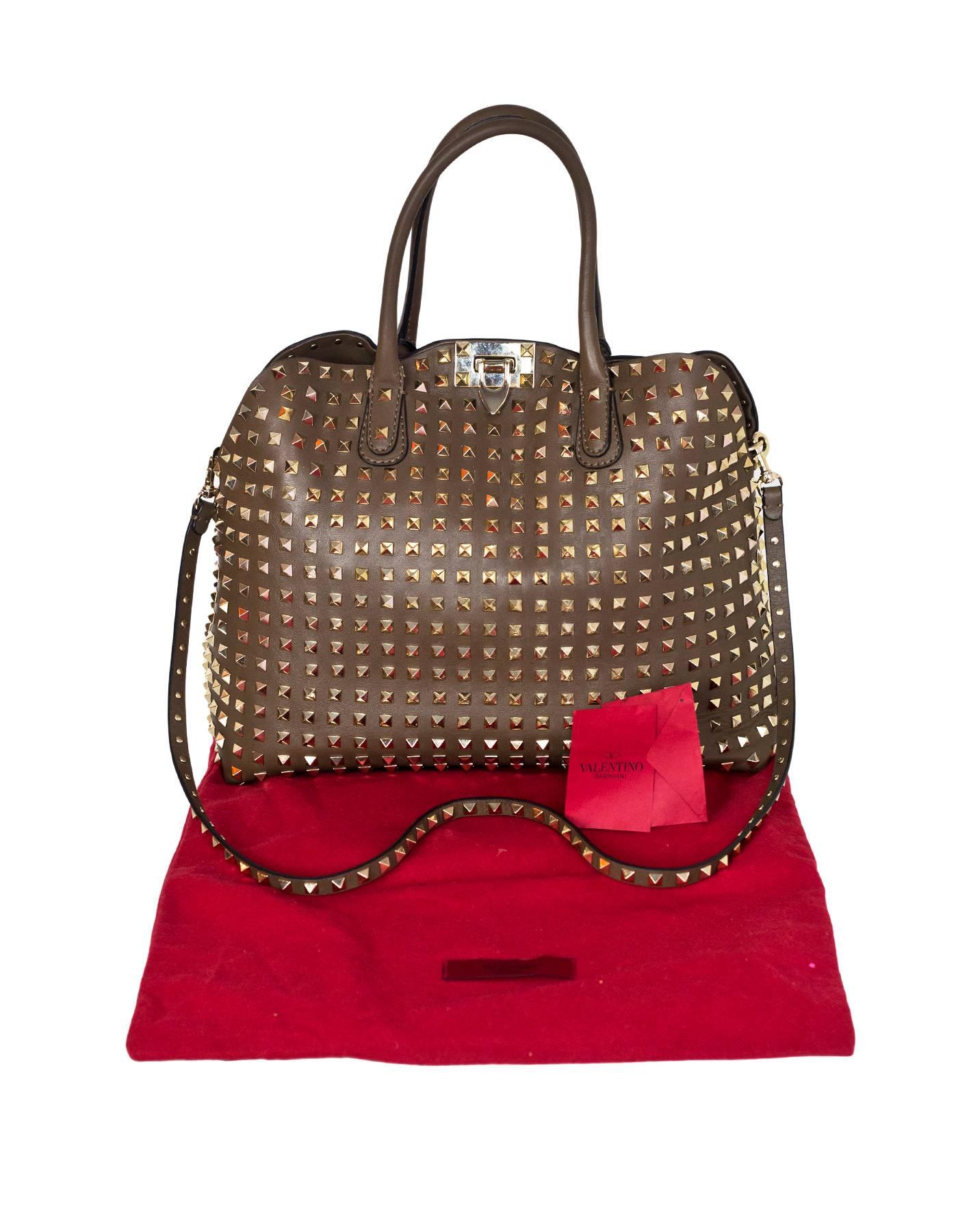 Valentino Taupe Leather Rockstud Dome Double Handle Bag rt. $2, 875 5