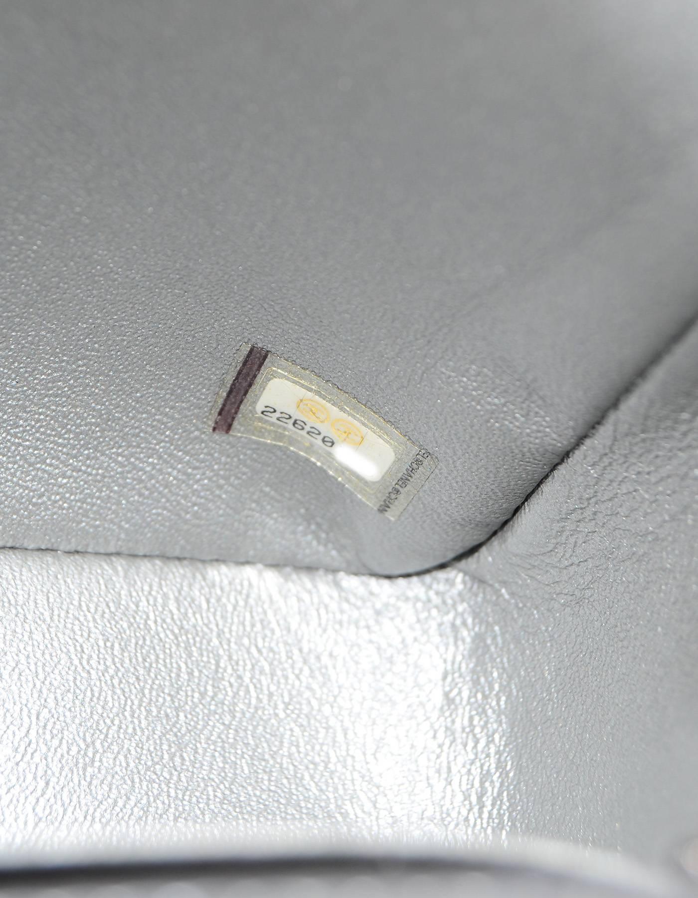 Chanel NEW 2016 Silver Caviar Leather Chevron Square Mini Flap Bag w/ Receipt 1