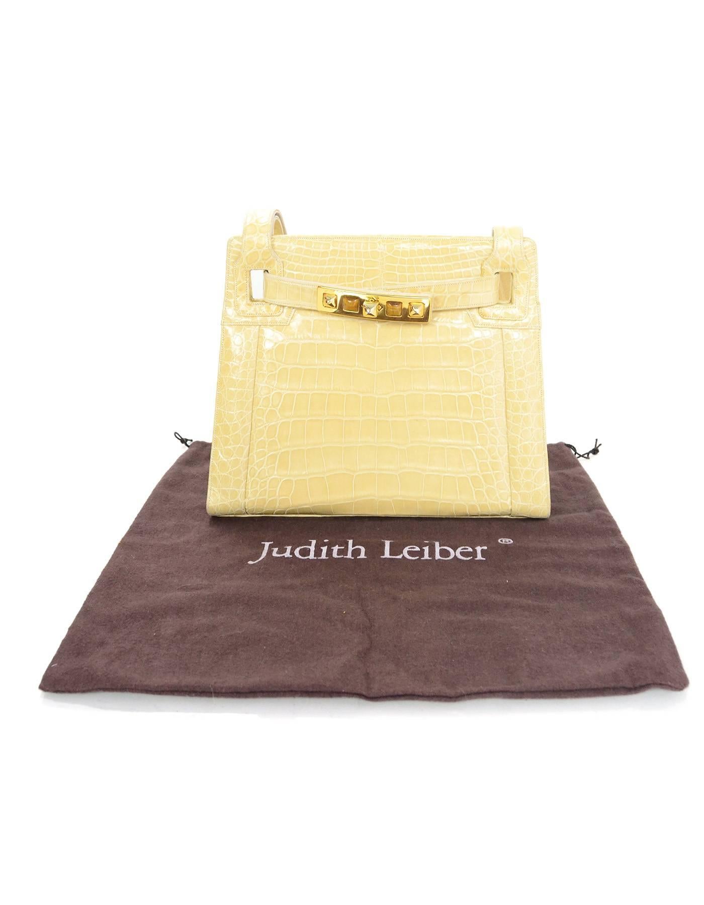 Judith Leiber Beige Crocodile Shoulder Bag 3