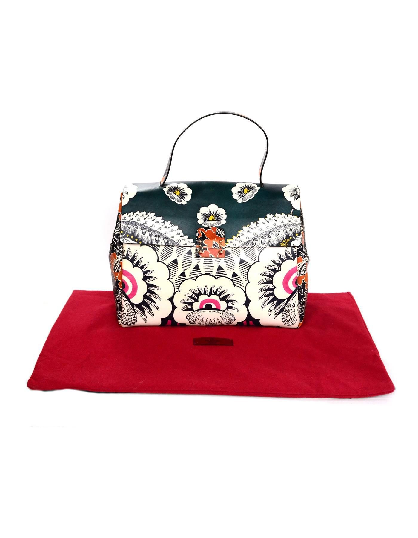 Beige Valentino 2015 Multicolor Floral Print Mime Top Handle Bag rt. $3, 645