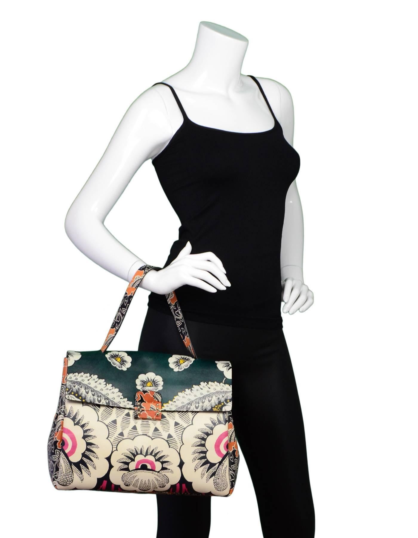 Valentino 2015 Multicolor Floral Print Mime Top Handle Bag rt. $3, 645 4